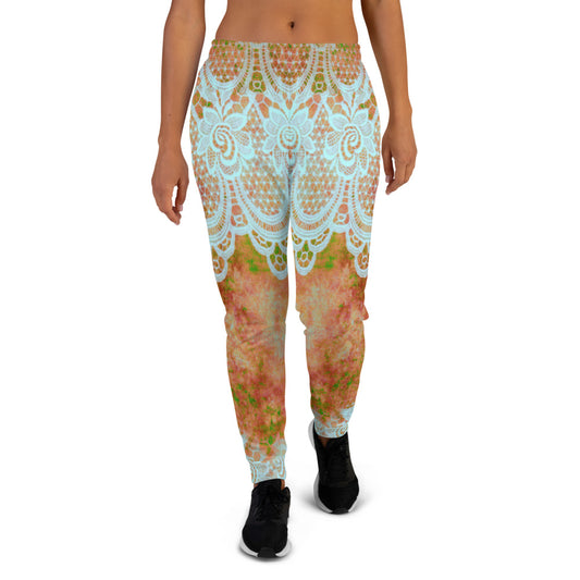 Victorian lace print sweatpants, womens joggers, Size XS to 3XL plus size, design 31