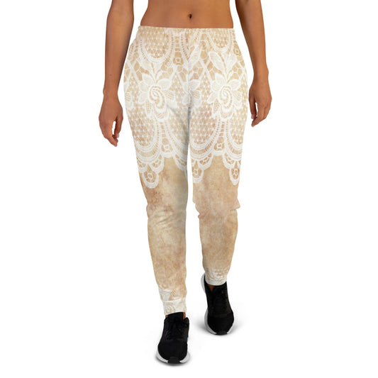 Victorian lace print sweatpants, womens joggers, Size XS to 3XL plus size, design 30