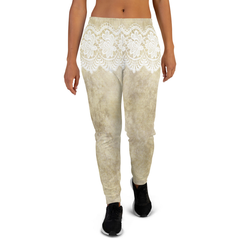 Victorian lace print sweatpants, womens joggers, Size XS to 3XL plus size, design 28