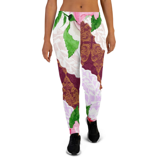 Victorian lace print sweatpants, womens joggers, Size XS to 3XL plus size, design 19