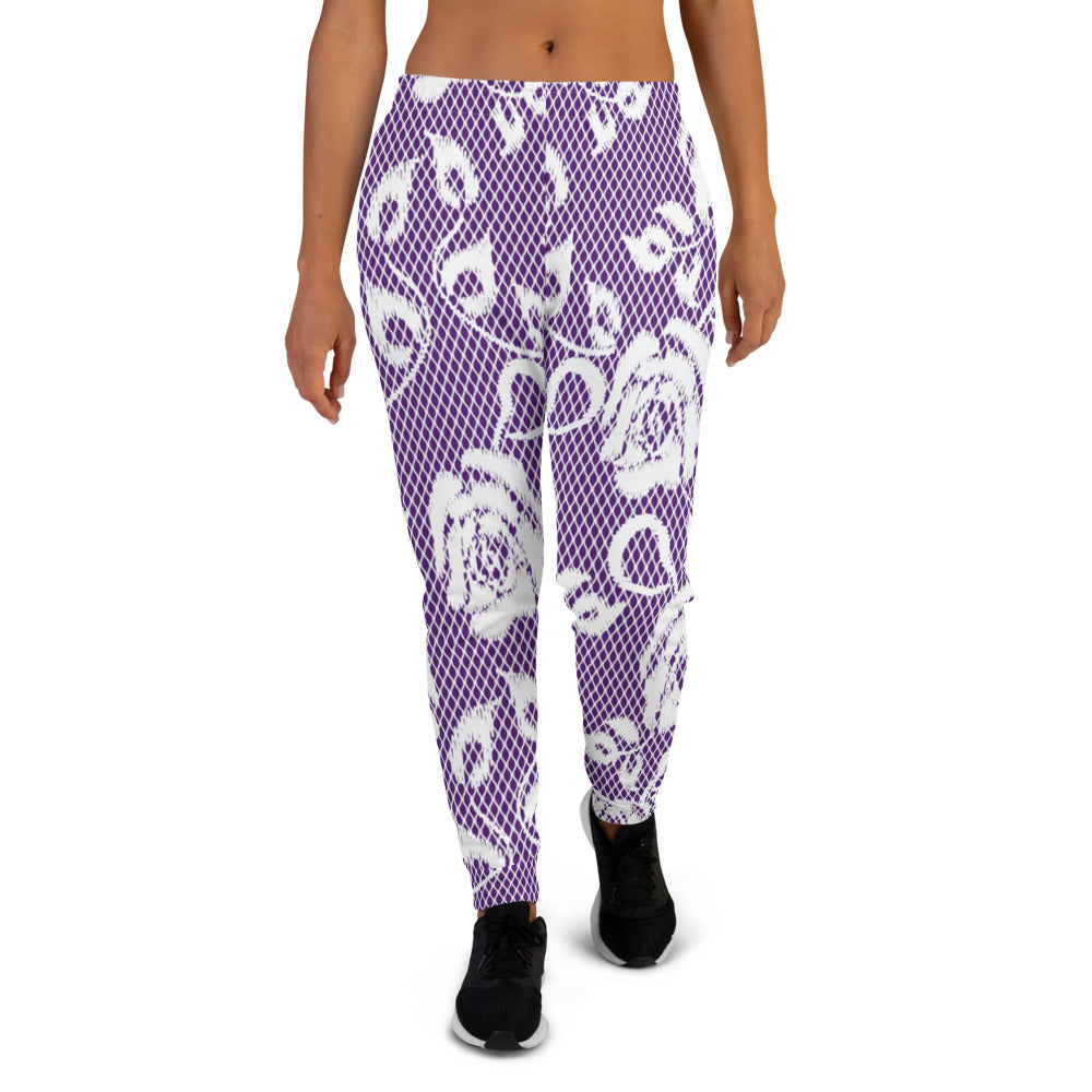 Victorian lace print sweatpants, womens joggers, Size XS to 3XL plus size, design 18