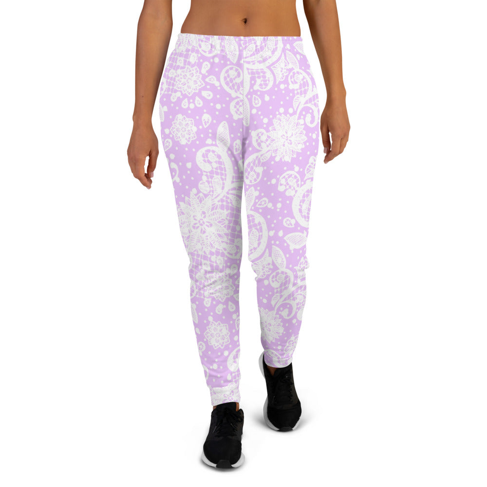 Victorian lace print sweatpants, womens joggers, Size XS to 3XL plus size, design 06