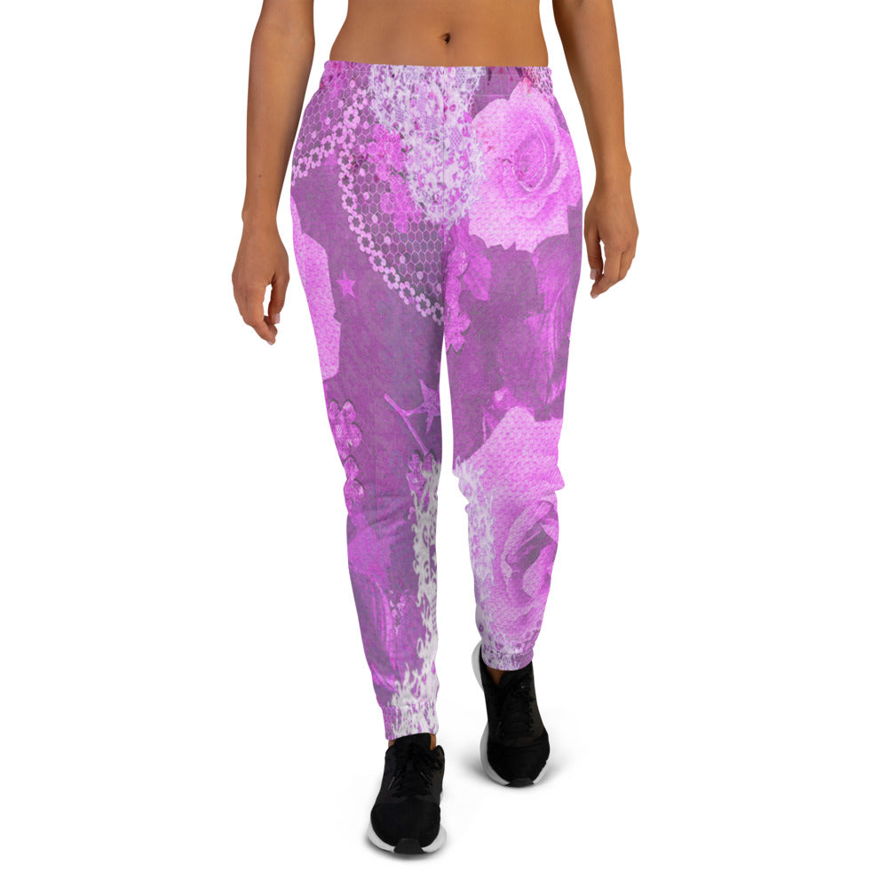 Victorian lace print sweatpants, womens joggers, Size XS to 3XL plus size, design 03