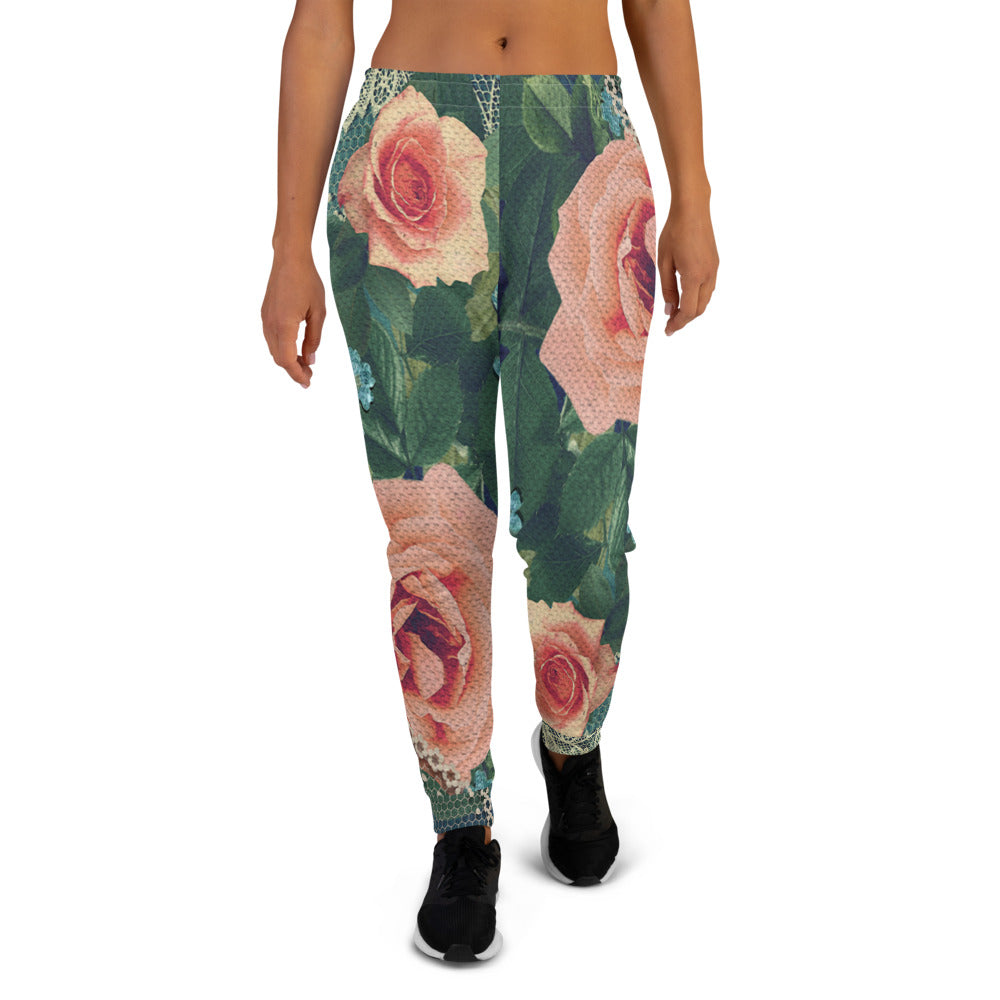 Victorian lace print sweatpants, womens joggers, Size XS to 3XL plus size, design 01