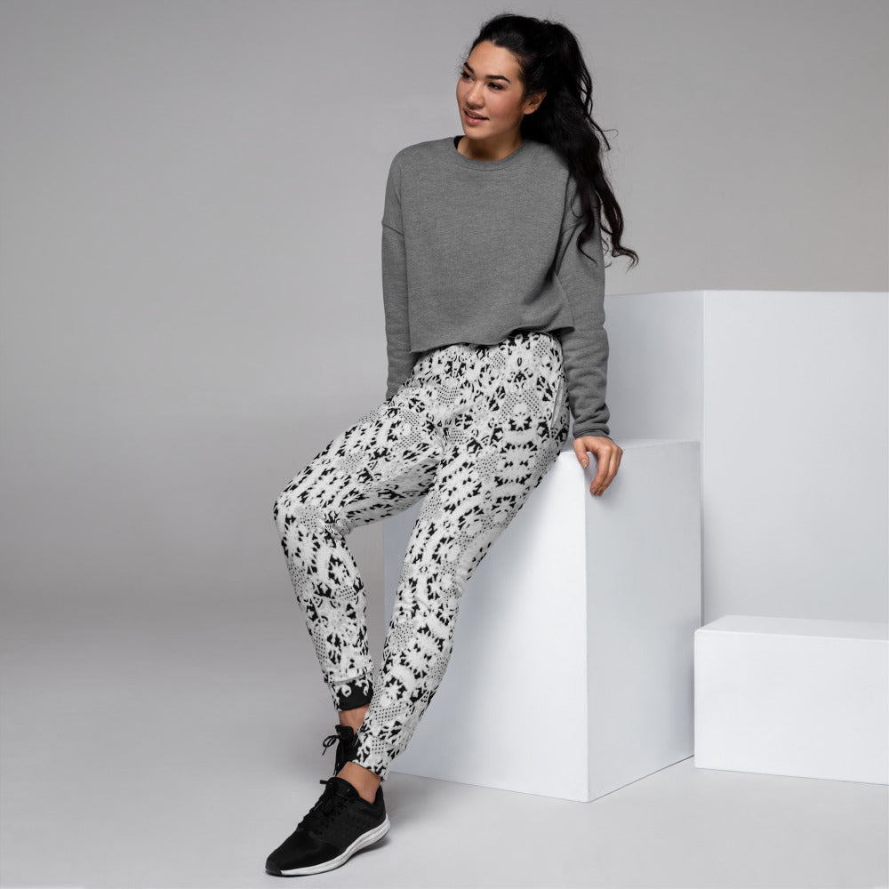 Victorian lace print sweatpants, womens joggers, Size XS to 3XL plus size, design 50