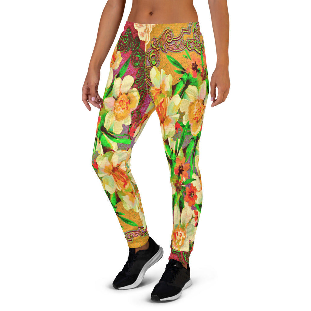 Victorian lace print sweatpants, womens joggers, Size XS to 3XL plus size, design 48