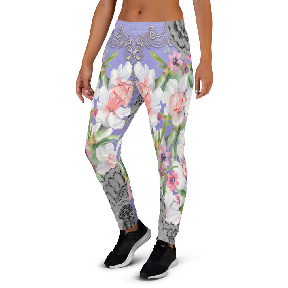 Victorian lace print sweatpants, womens joggers, Size XS to 3XL plus size, design 45