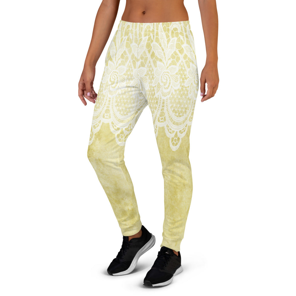 Victorian lace print sweatpants, womens joggers, Size XS to 3XL plus size, design 44
