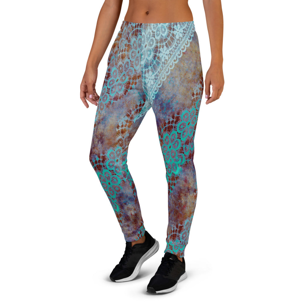 Victorian lace print sweatpants, womens joggers, Size XS to 3XL plus size, design 37