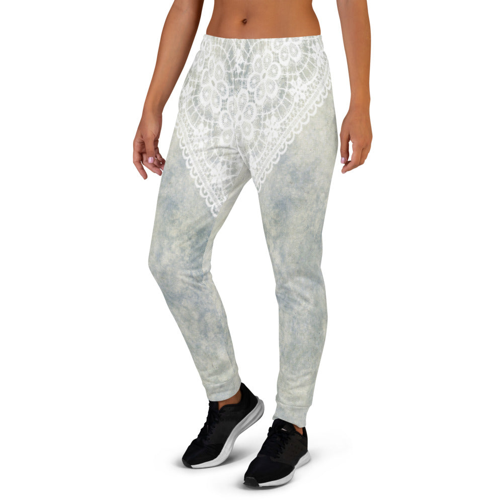 Victorian lace print sweatpants, womens joggers, Size XS to 3XL plus size, design 36