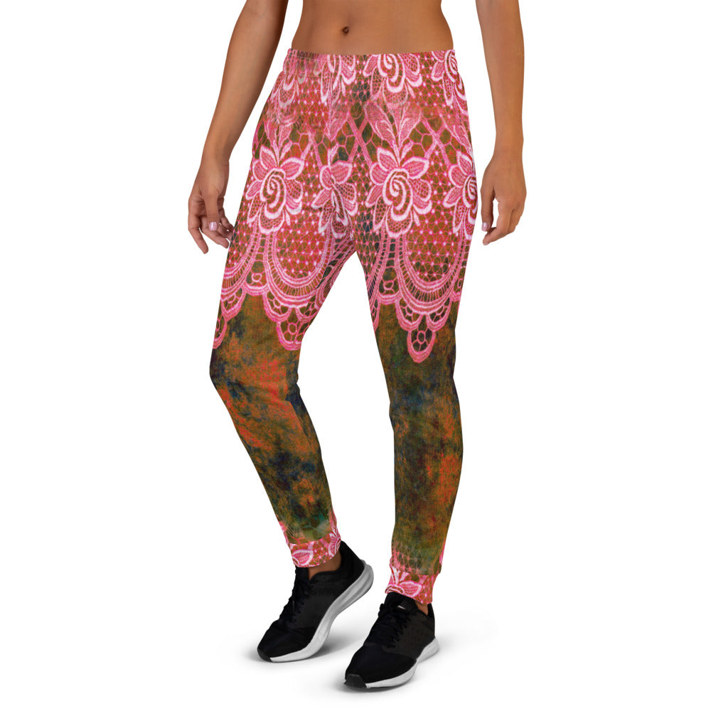 Victorian lace print sweatpants, womens joggers, Size XS to 3XL plus size, design 32