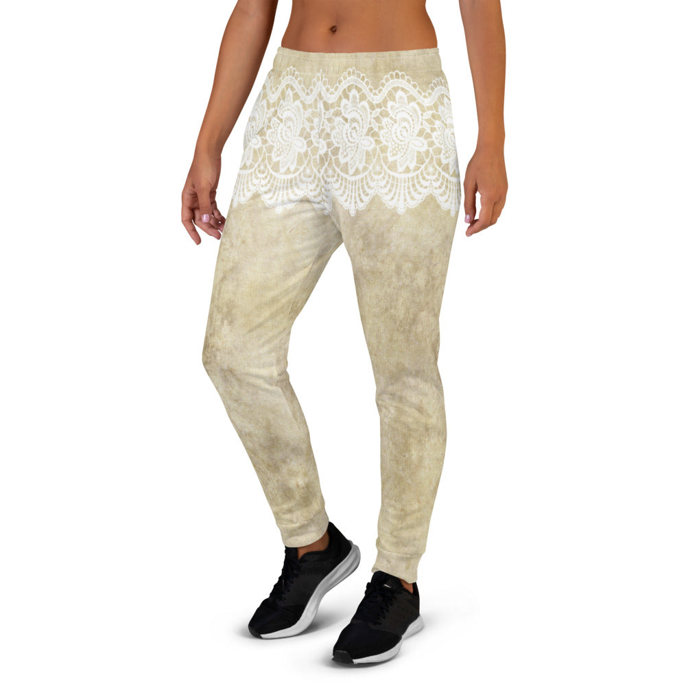 Victorian lace print sweatpants, womens joggers, Size XS to 3XL plus size, design 28