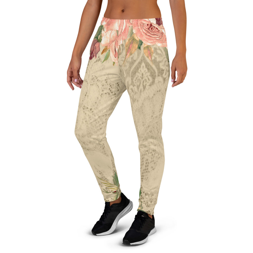 Victorian lace print sweatpants, womens joggers, Size XS to 3XL plus size, design 25