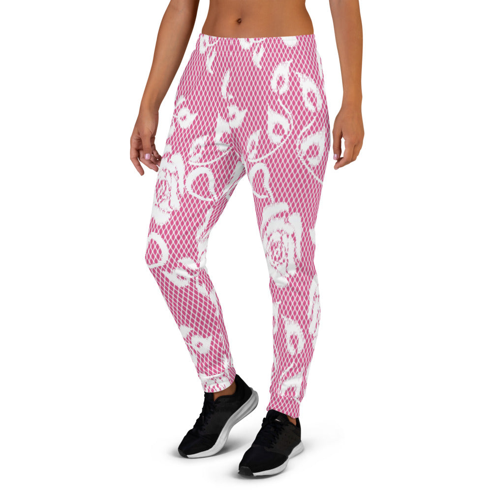 Victorian lace print sweatpants, womens joggers, Size XS to 3XL plus size, design 17