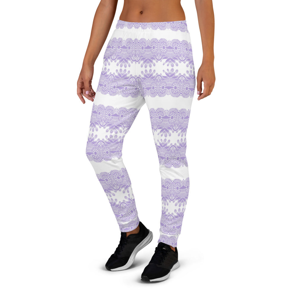 Victorian lace print sweatpants, womens joggers, Size XS to 3XL plus size, design 07