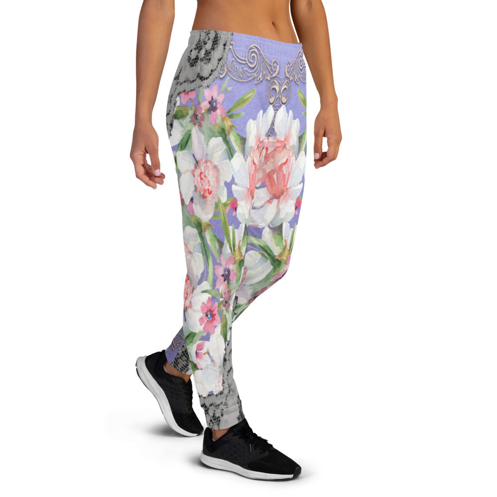 Victorian lace print sweatpants, womens joggers, Size XS to 3XL plus size, design 45