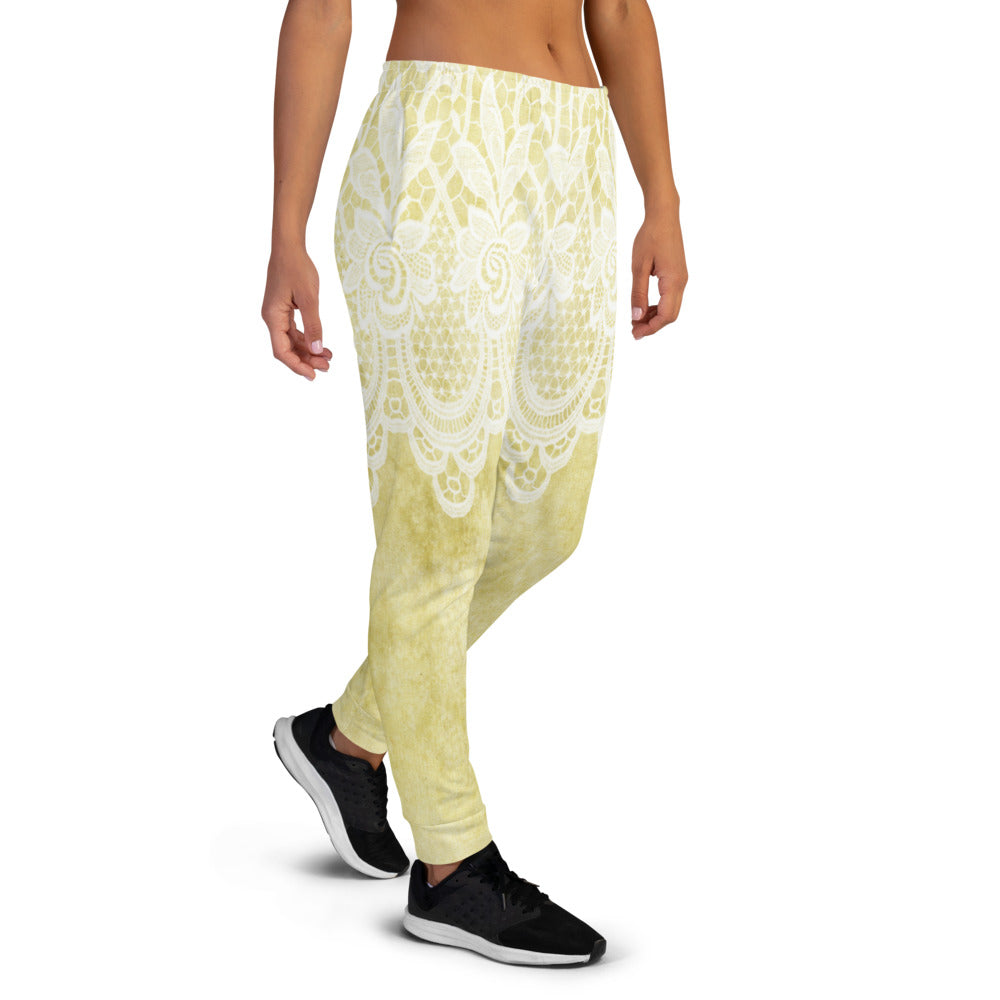 Victorian lace print sweatpants, womens joggers, Size XS to 3XL plus size, design 44