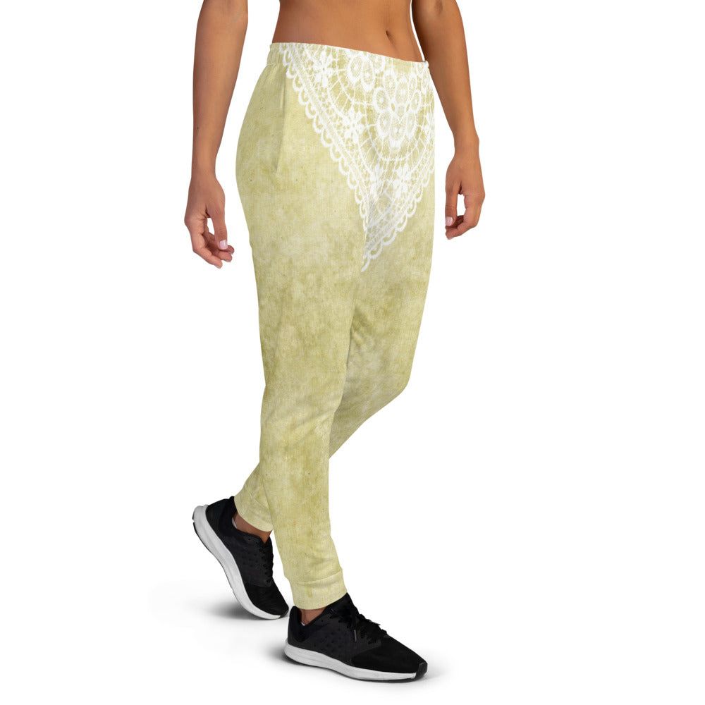 Victorian lace print sweatpants, womens joggers, Size XS to 3XL plus size, design 43