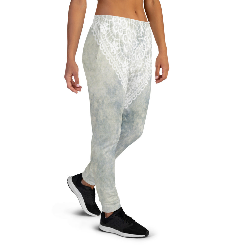 Victorian lace print sweatpants, womens joggers, Size XS to 3XL plus size, design 36