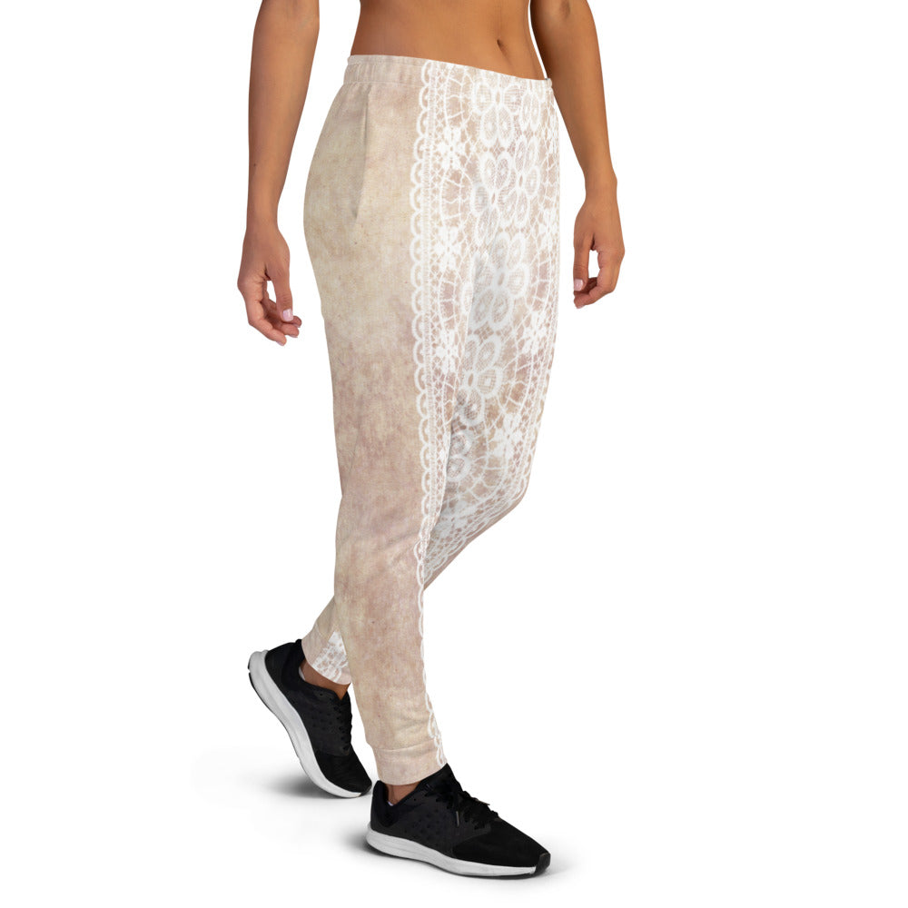 Victorian lace print sweatpants, womens joggers, Size XS to 3XL plus size, design 35