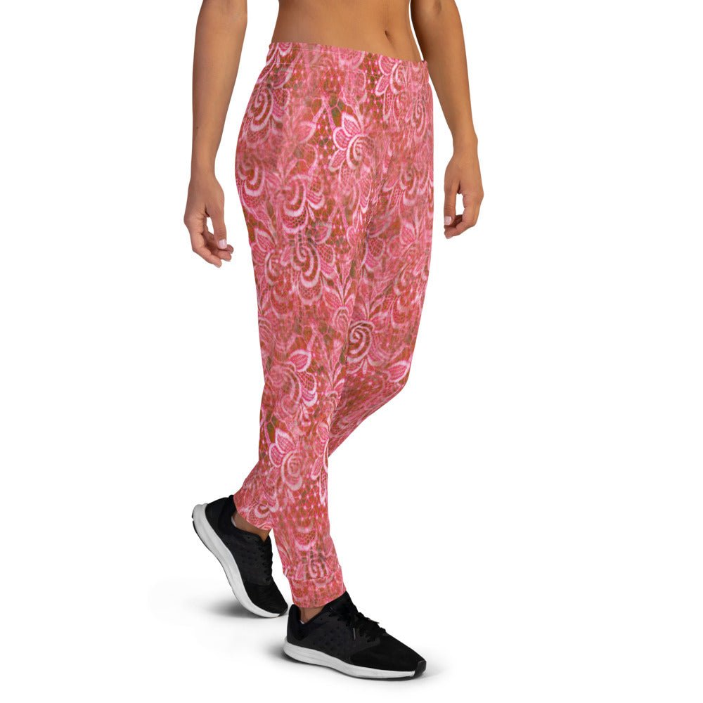 Victorian lace print sweatpants, womens joggers, Size XS to 3XL plus size, design 33