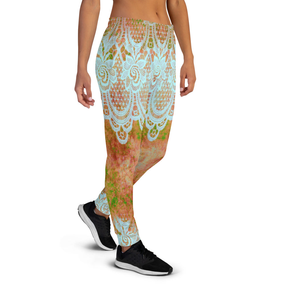 Victorian lace print sweatpants, womens joggers, Size XS to 3XL plus size, design 31