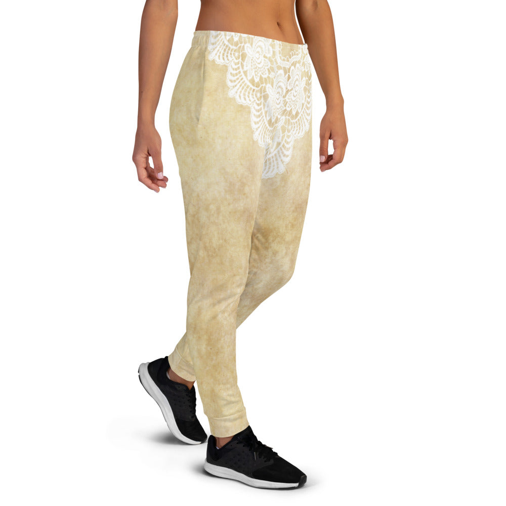 Victorian lace print sweatpants, womens joggers, Size XS to 3XL plus size, design 29