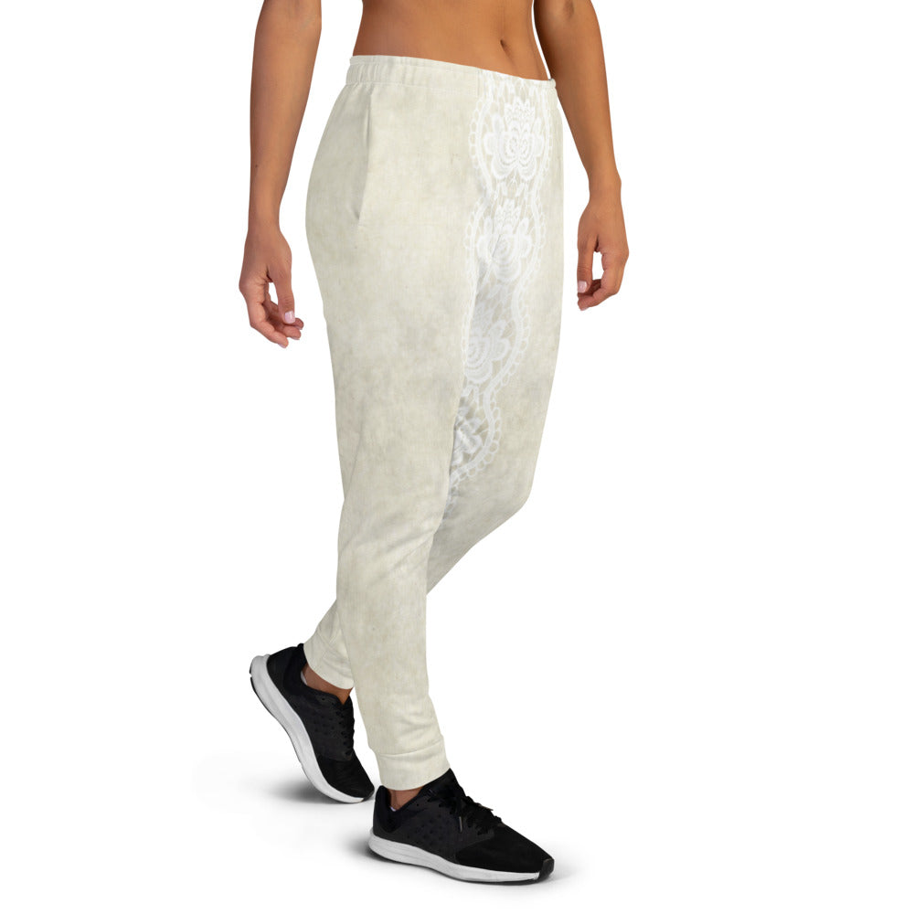 Victorian lace print sweatpants, womens joggers, Size XS to 3XL plus size, design 27