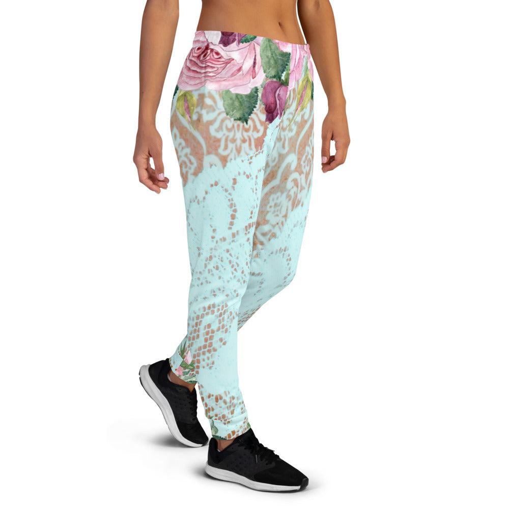 Victorian lace print sweatpants, womens joggers, Size XS to 3XL plus size, design 24