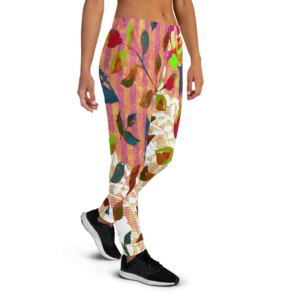 Victorian lace print sweatpants, womens joggers, Size XS to 3XL plus size, design 22
