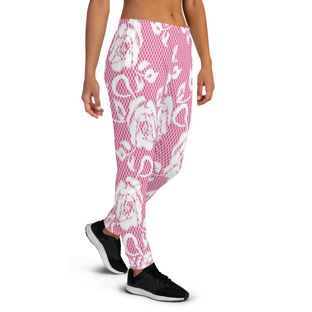 Victorian lace print sweatpants, womens joggers, Size XS to 3XL plus size, design 17
