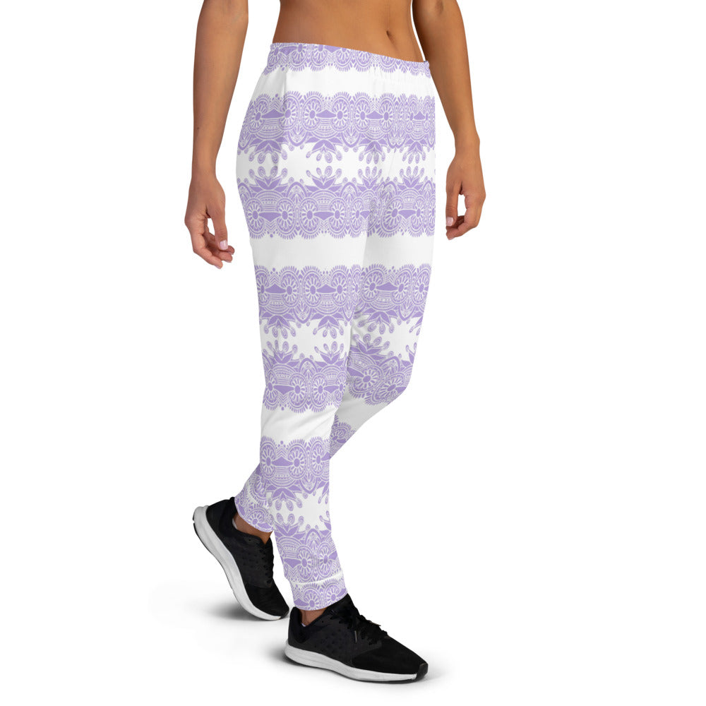 Victorian lace print sweatpants, womens joggers, Size XS to 3XL plus size, design 07