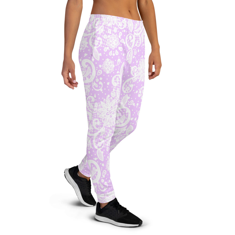 Victorian lace print sweatpants, womens joggers, Size XS to 3XL plus size, design 06