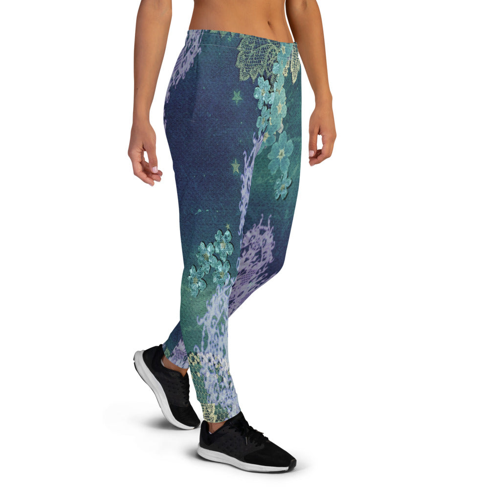Victorian lace print sweatpants, womens joggers, Size XS to 3XL plus size, design 05