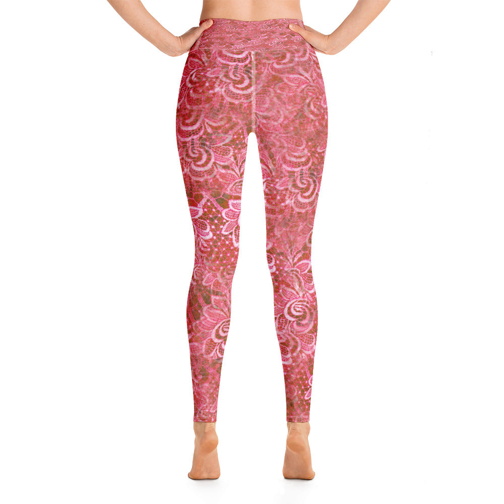 Victorian lace print high waist leggings, XS to XL, design 33