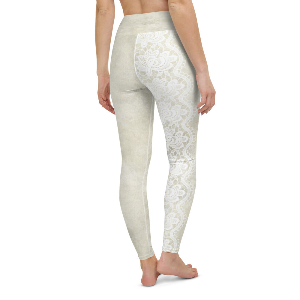 Victorian lace print high waist leggings, XS to XL, design 27