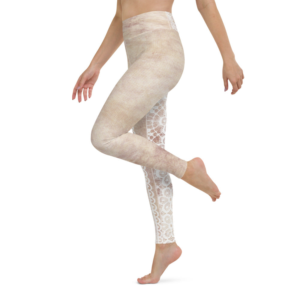 Victorian lace print high waist leggings, XS to XL, design 35