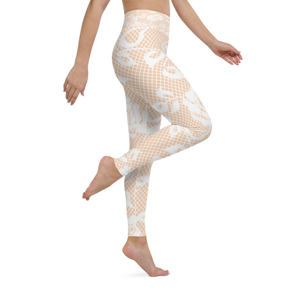Victorian lace print high waist leggings, XS to XL, design 16