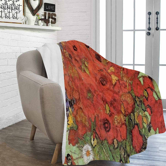 Vintage Floral BLANKET, LARGE 60 in x 80 in, Design 47 C50