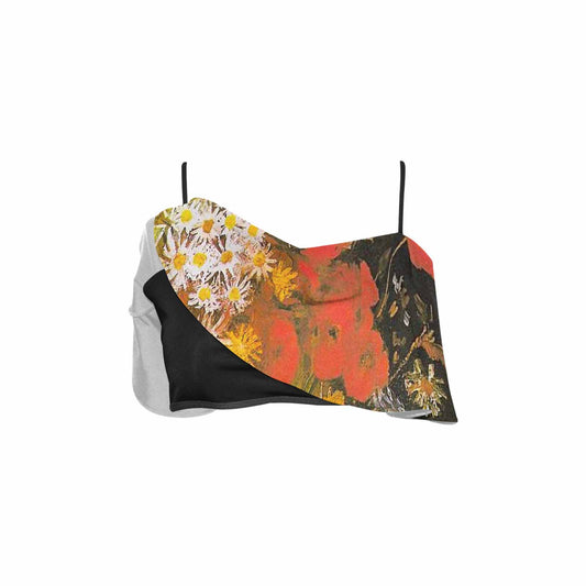 Vintage floral flounce bikini top, Design 60