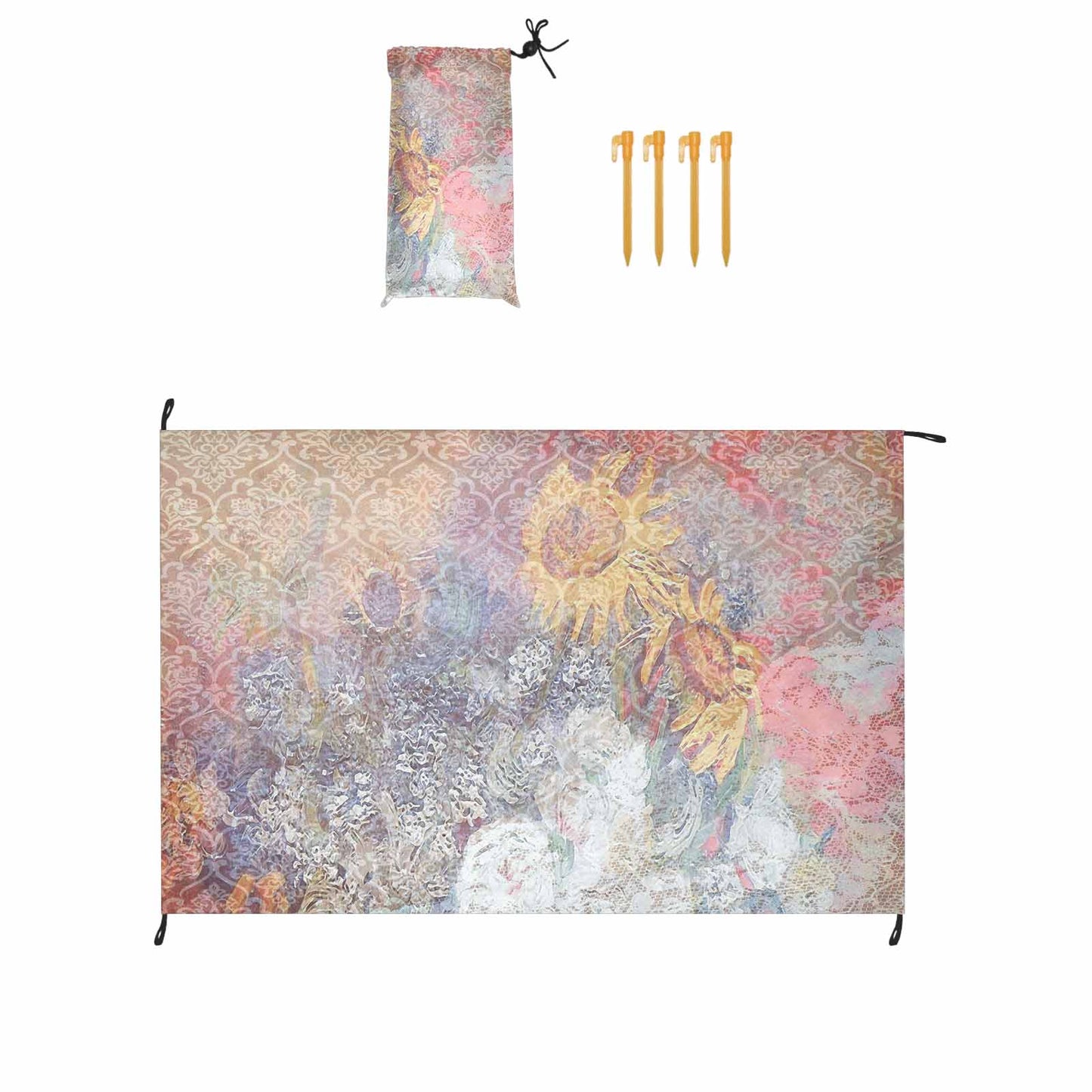 Vintage Floral waterproof picnic mat, 81 x 55in, Design 54x