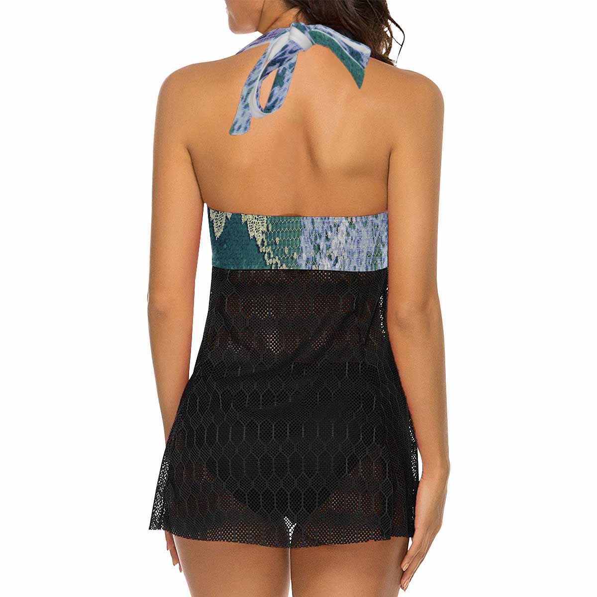 Bikini & cover up top swim wear, Printed Victorian lace design 05