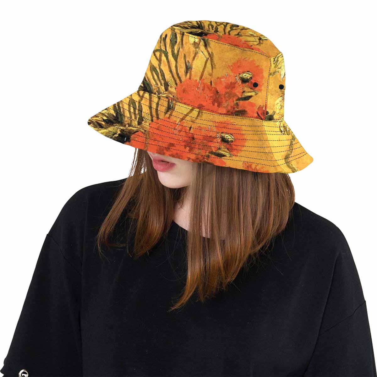 Vintage floral unisex bucket boonie Hat, outdoors hat, Design 61