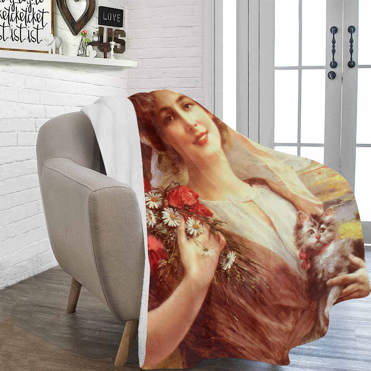 Victorian Lady Design BLANKET, LARGE 60 in x 80 in, COUNTRY SUMMER