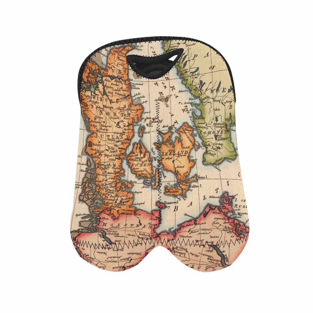 2 Bottle Antique map wine bag,Design 34