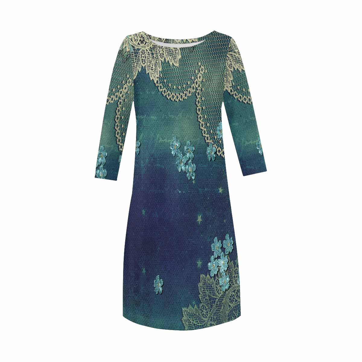 Victorian printed lace loose dress, Design 04