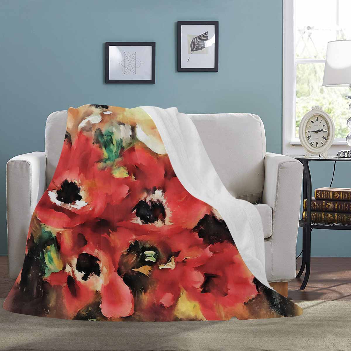 Vintage Floral BLANKET, LARGE 60 in x 80 in, Design 14 C50