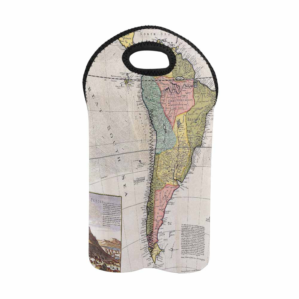 2 Bottle Antique map wine bag,Design 40