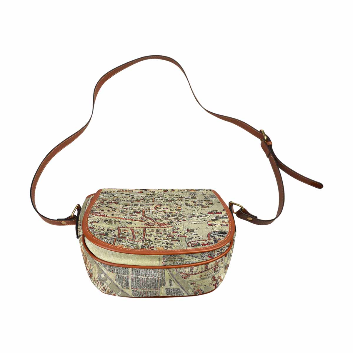 Antique Map design Handbag, saddle bag, Design 27