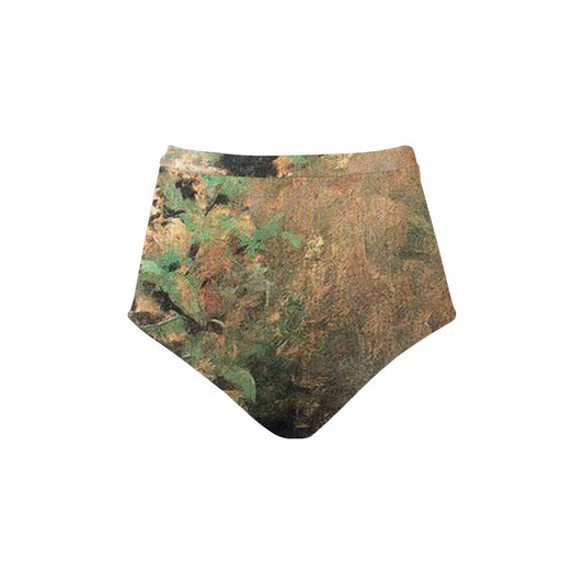 Vintage floral High waist bikini bottom, Design 34